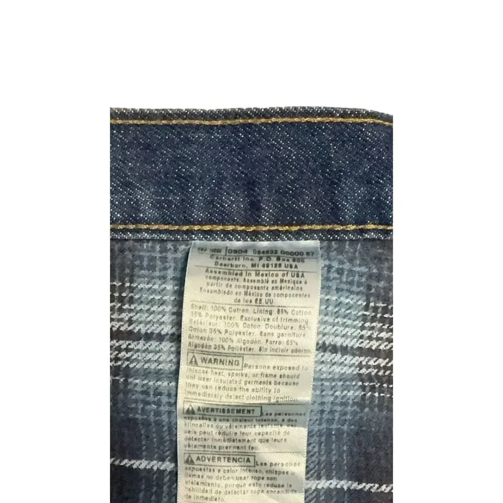 VTG Carhartt B21DST Mens Relaxed Fit Flannel Lined Insulated Denim Jeans 42X36